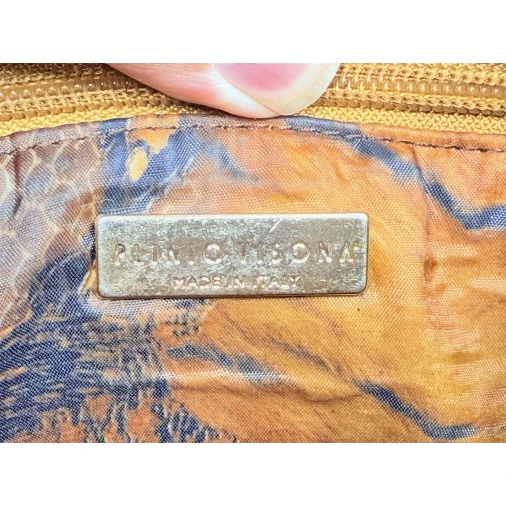 Vintage Plinio Visona Italy Suede Leather Shoulder Bag Braided Strap Boho